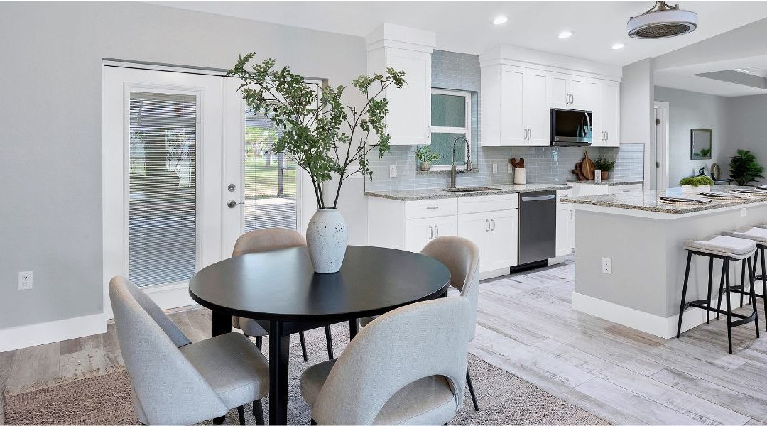 Staged kitchen in a modern Florida home.