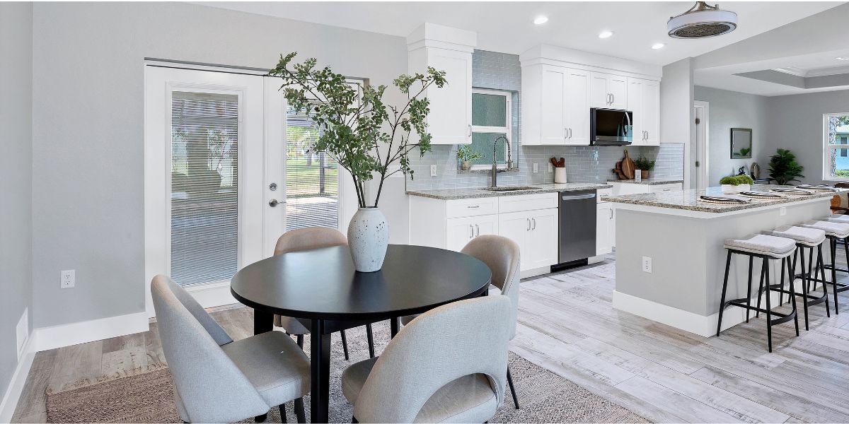 Staged kitchen in a modern Florida home.